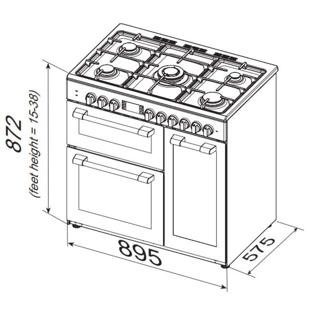 Artusi AFGR935CR Dimension Image - The Appliance Guys