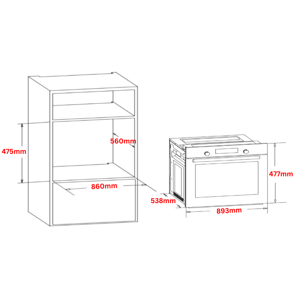 Artusi AO900X Dimension Image - The Appliance Guys