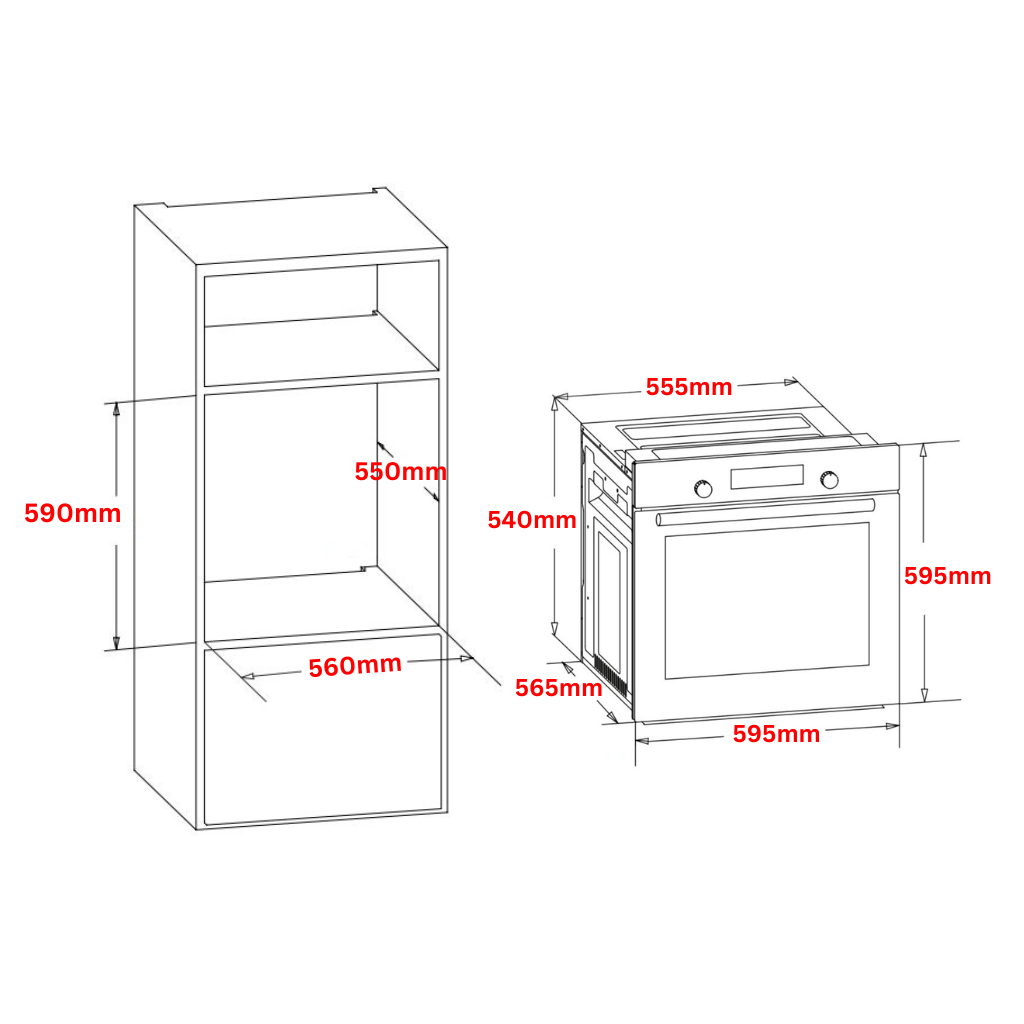 Artusi PAO600B Dimension Image - The Appliance Guys