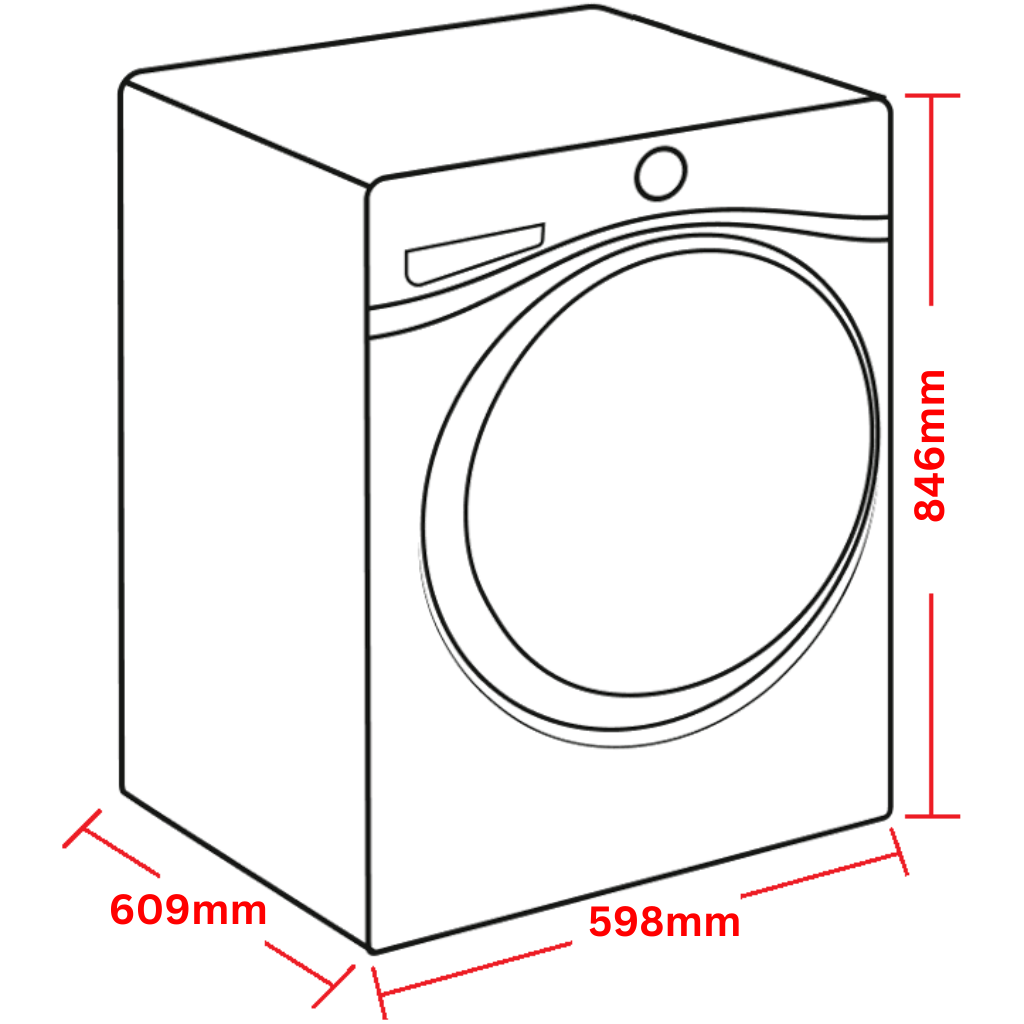 Beko BDCB8020W Dimension Image - The Appliance Guys