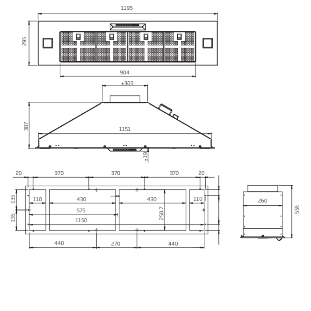 Schweigen GA-1200SE 120cm Stainless Steel Undermount Rangehood (Silent)