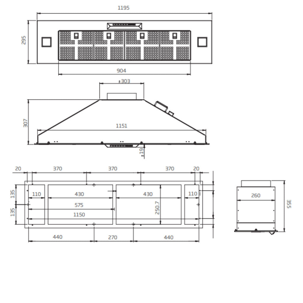 Schweigen GA-1200SP 120cm Stainless Steel Undermount Rangehood (Silent)
