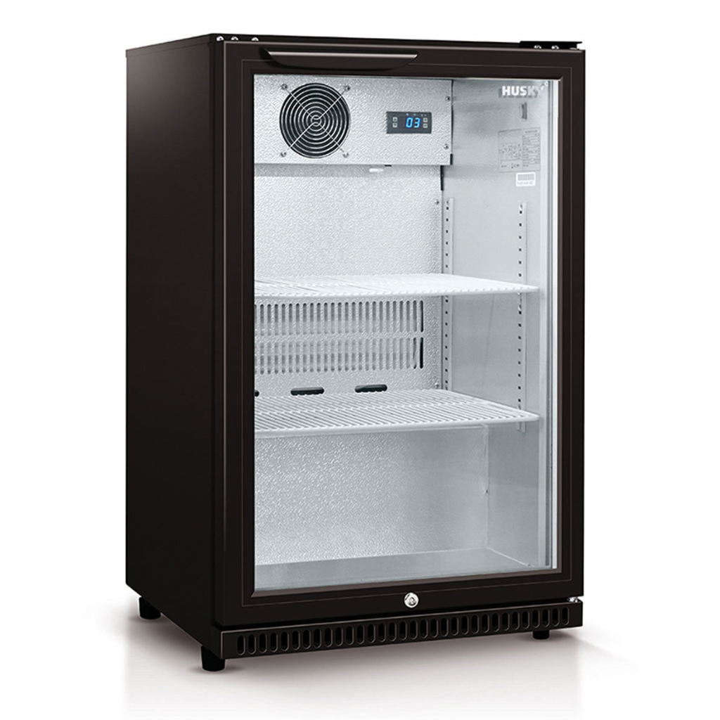 Husky HUS-C1-840-BLK 118L Black Glass Door Drinks Chiller