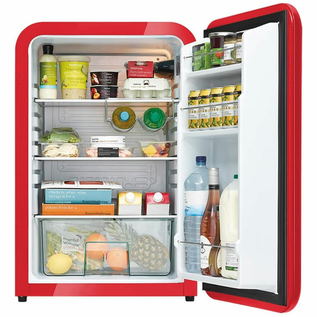 Husky HUS-RETRO112RED.1 Open Door with Foods - The Appliance Guys