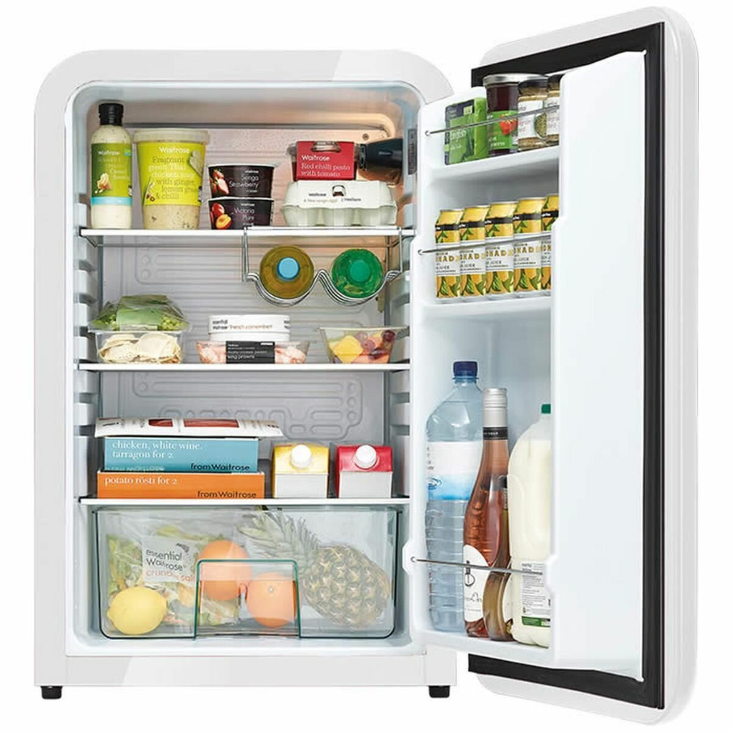 Husky HUS-RETRO112WHT.1 Open Door with Foods - The Appliance Guys