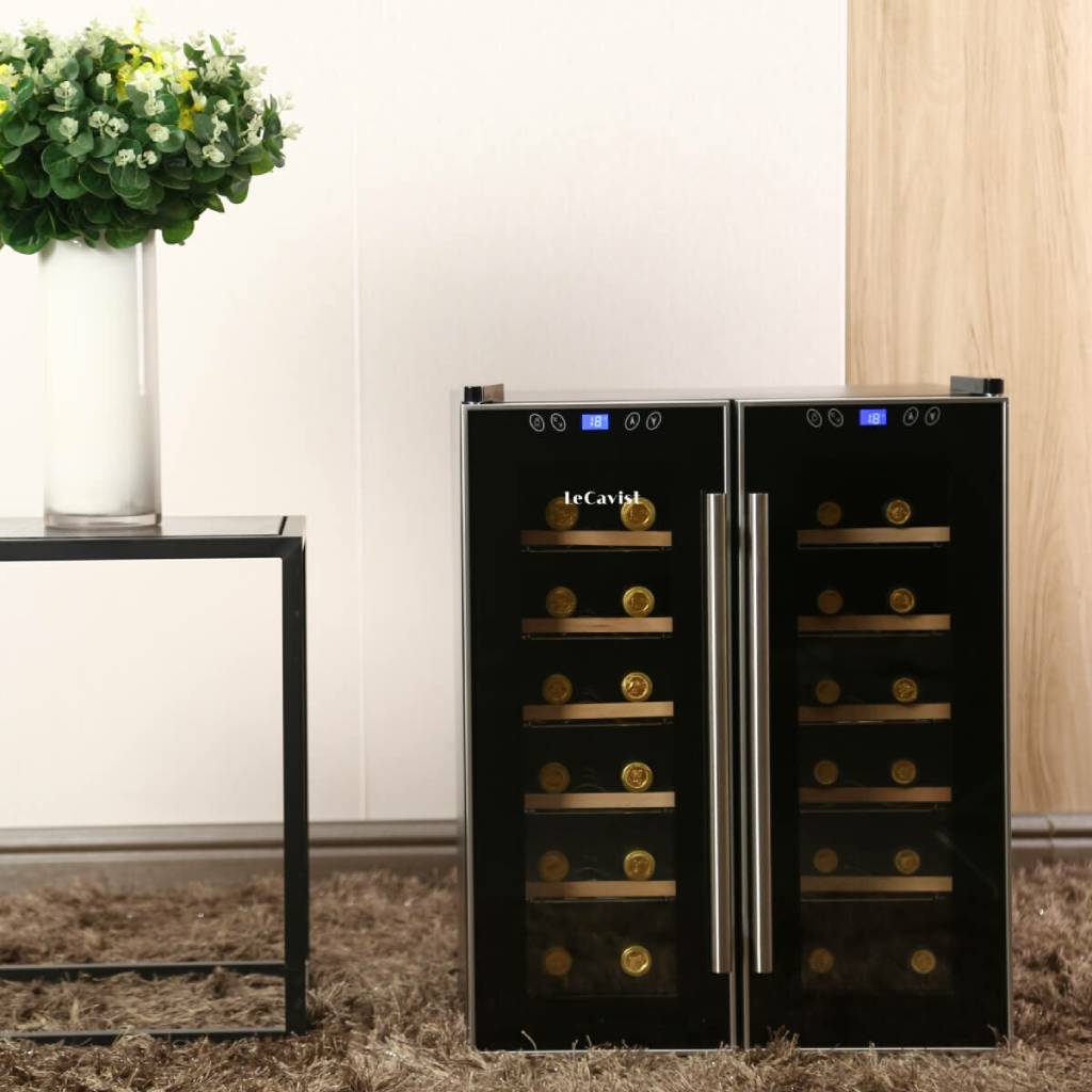 Lecavist LCCV24B2Z Black 24 Bottle Dual Zone Wine Fridge