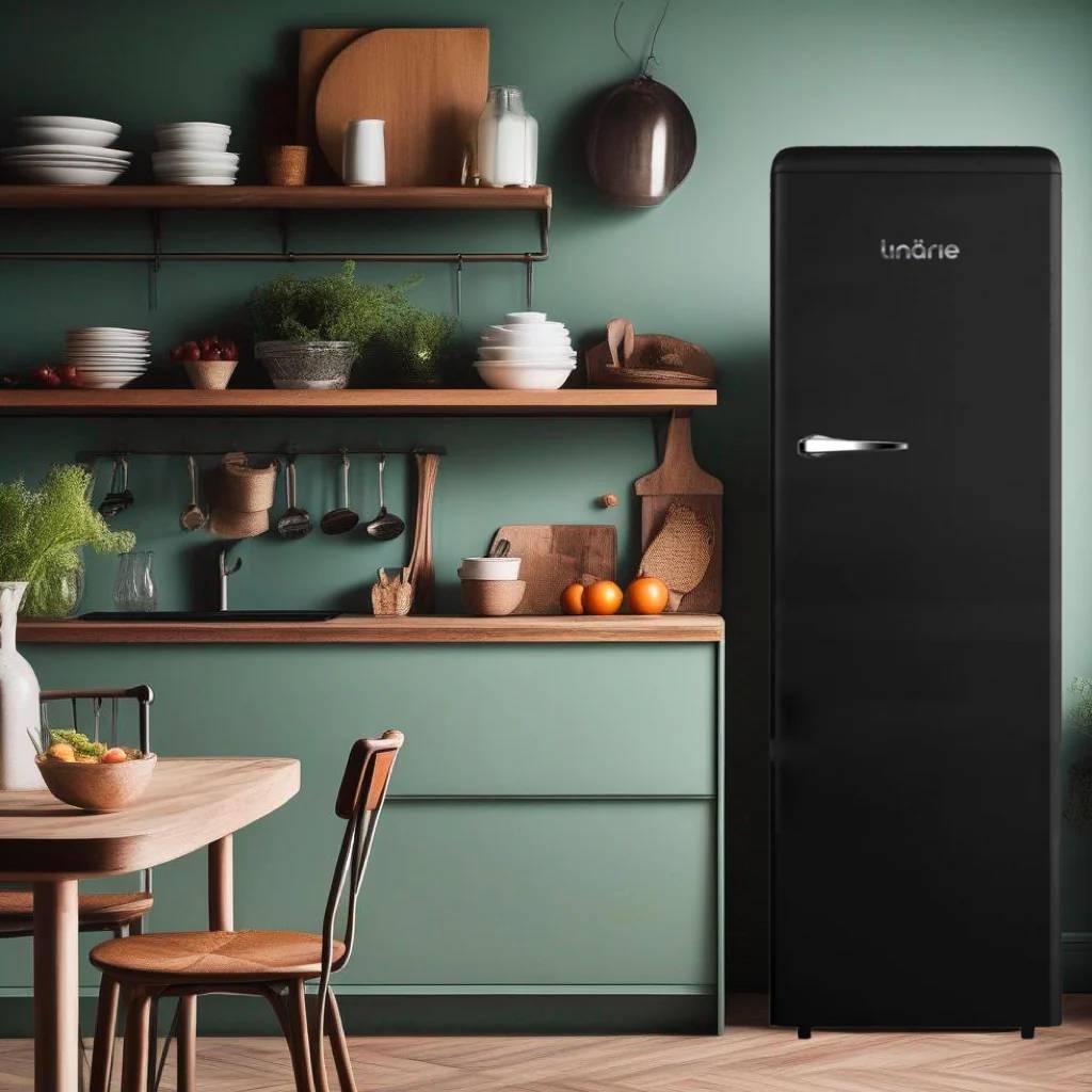 Linarie Belley LK335LBLACK 328L Black Single Door Larder Retro Fridge