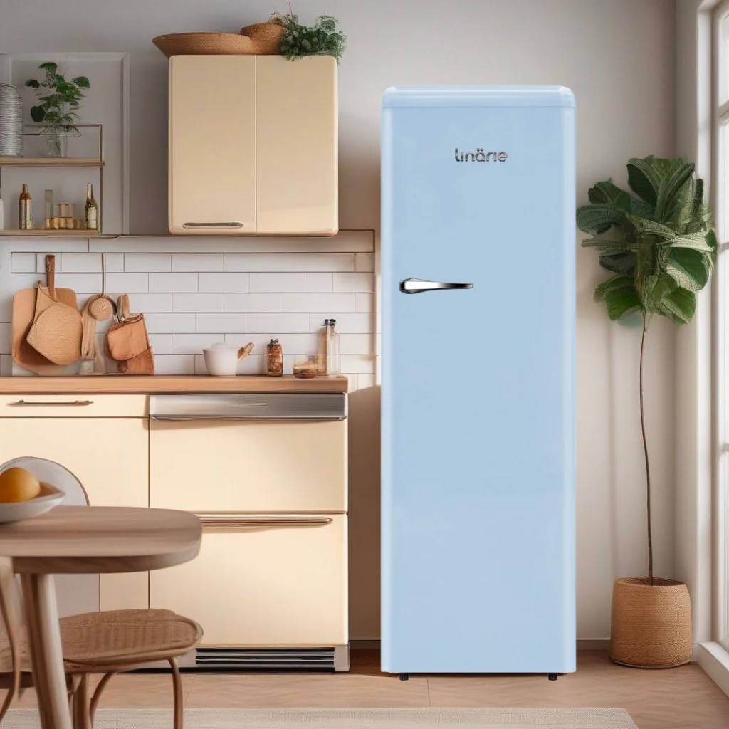 Linarie Belley LK335LBLUE 328L Blue Single Door Larder Retro Fridge
