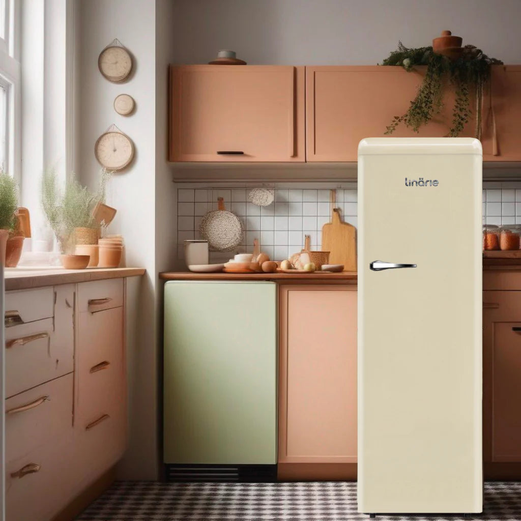 Linarie Belley LK335LCREAM 328L Cream Single Door Larder Retro Fridge