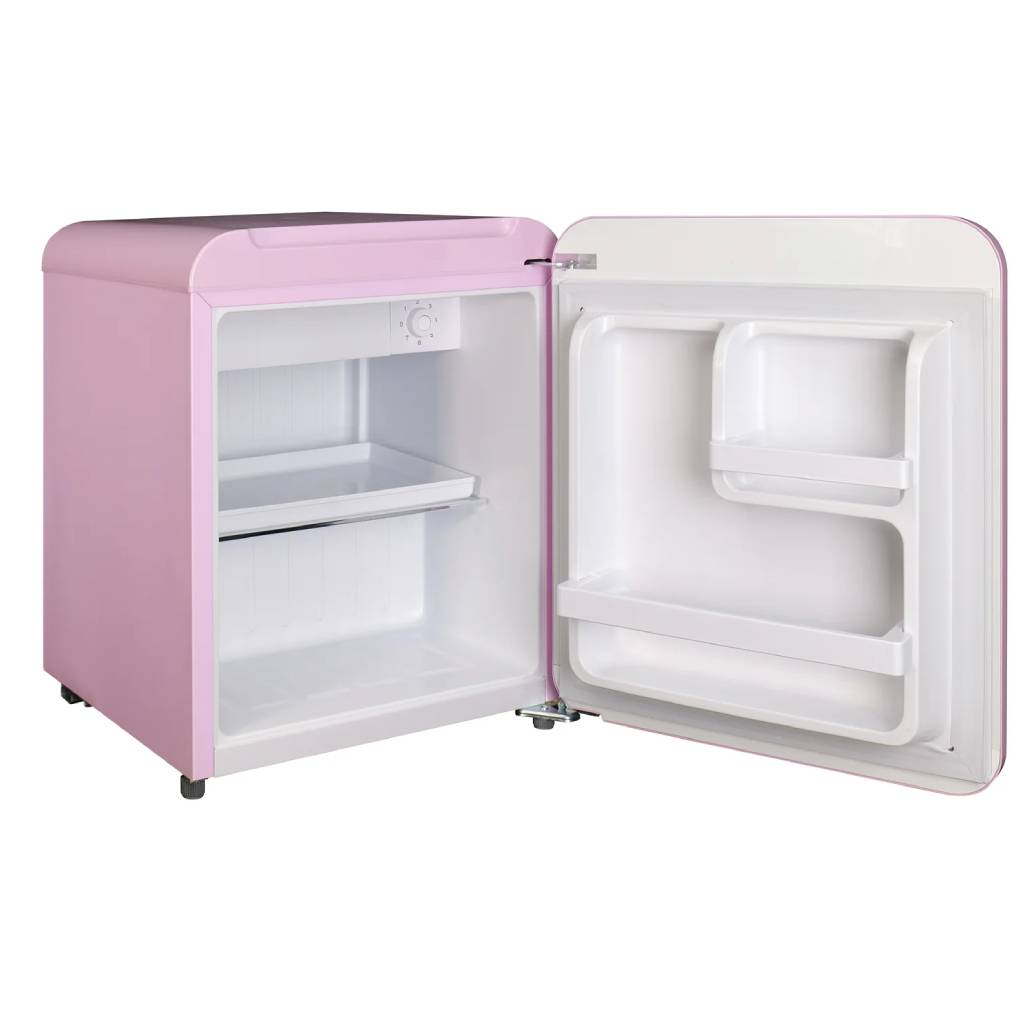 Linarie Chatel LK48MBPINK 48L Pink Retro Mini Fridge with Built-In Freezer Compartment