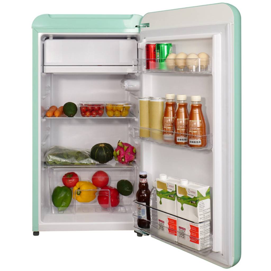 Linarie Tignes LK90TTGREEN 91L Green Retro Mini Fridge with Built-In Freezer Compartment
