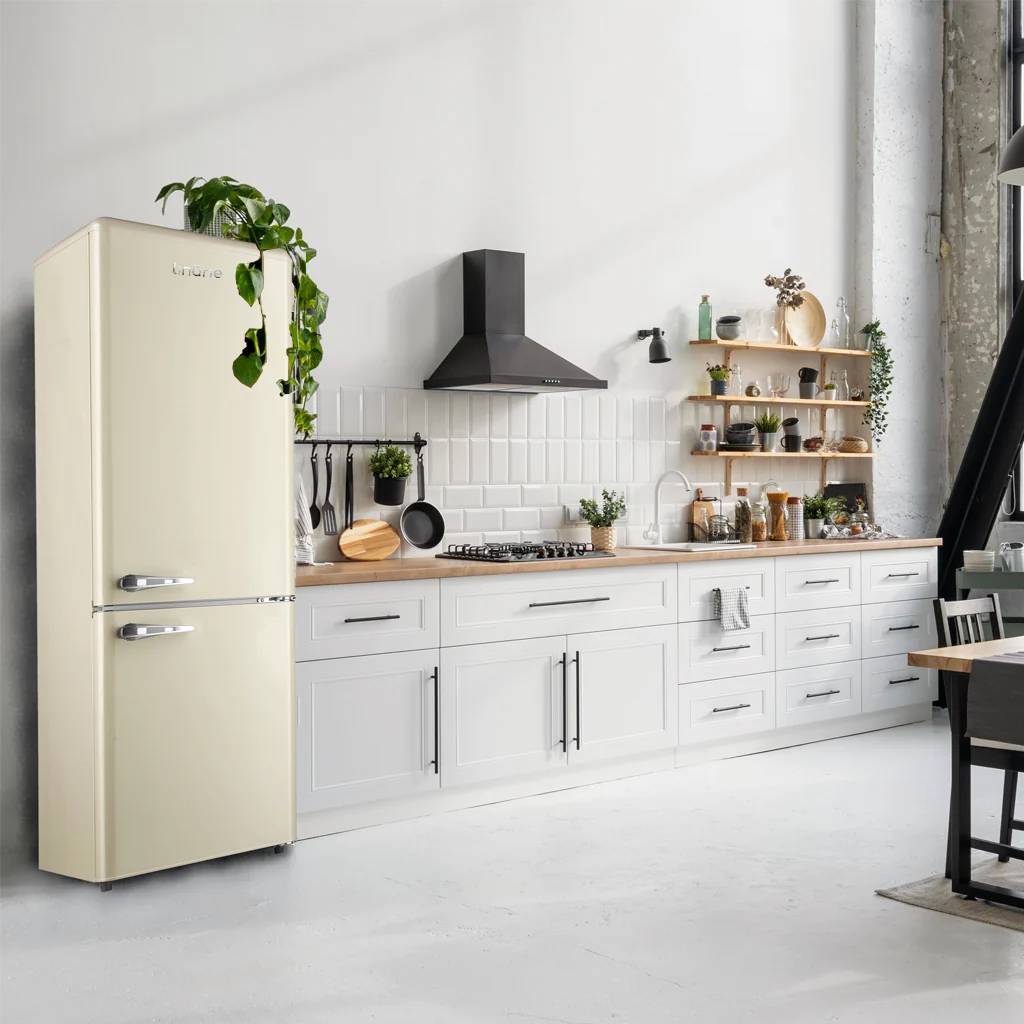 Linarie Annecy LKCO250CREAM 242L Cream Retro Bottom Mount Fridge