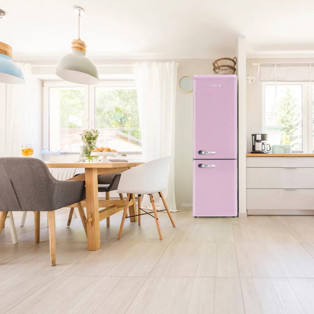 Linarie Annecy LKCO250PINK 242L Pink Retro Bottom Mount Fridge