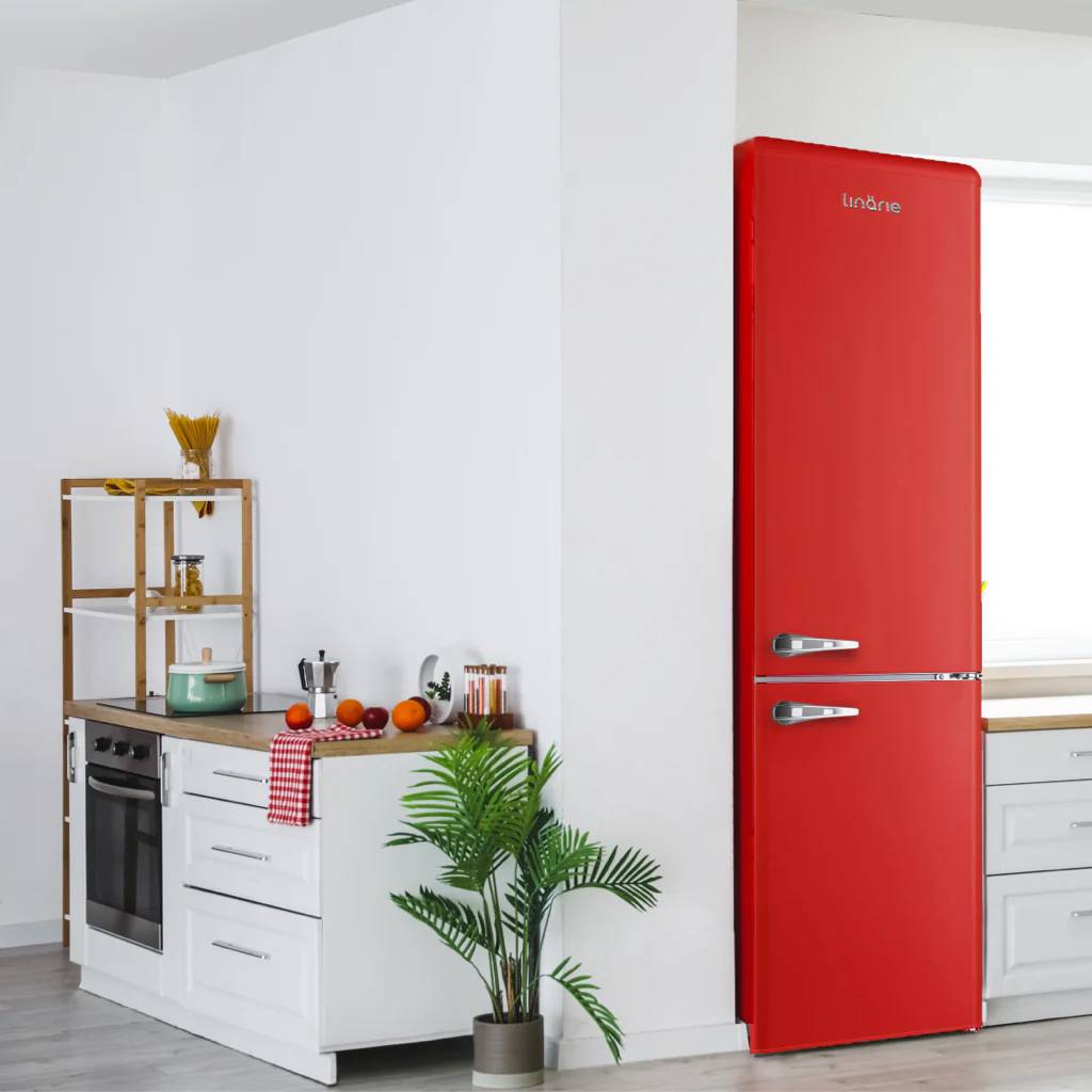 Linarie Annecy LKCO250RED 242L Red Retro Bottom Mount Fridge