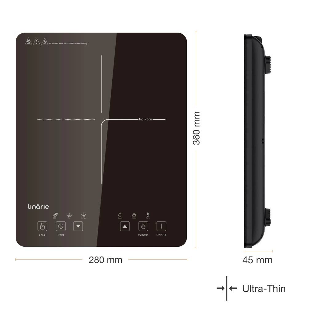 Linarie Lille LS30I1Z 30cm Black Ultra-Thin Portable Induction Cooktop