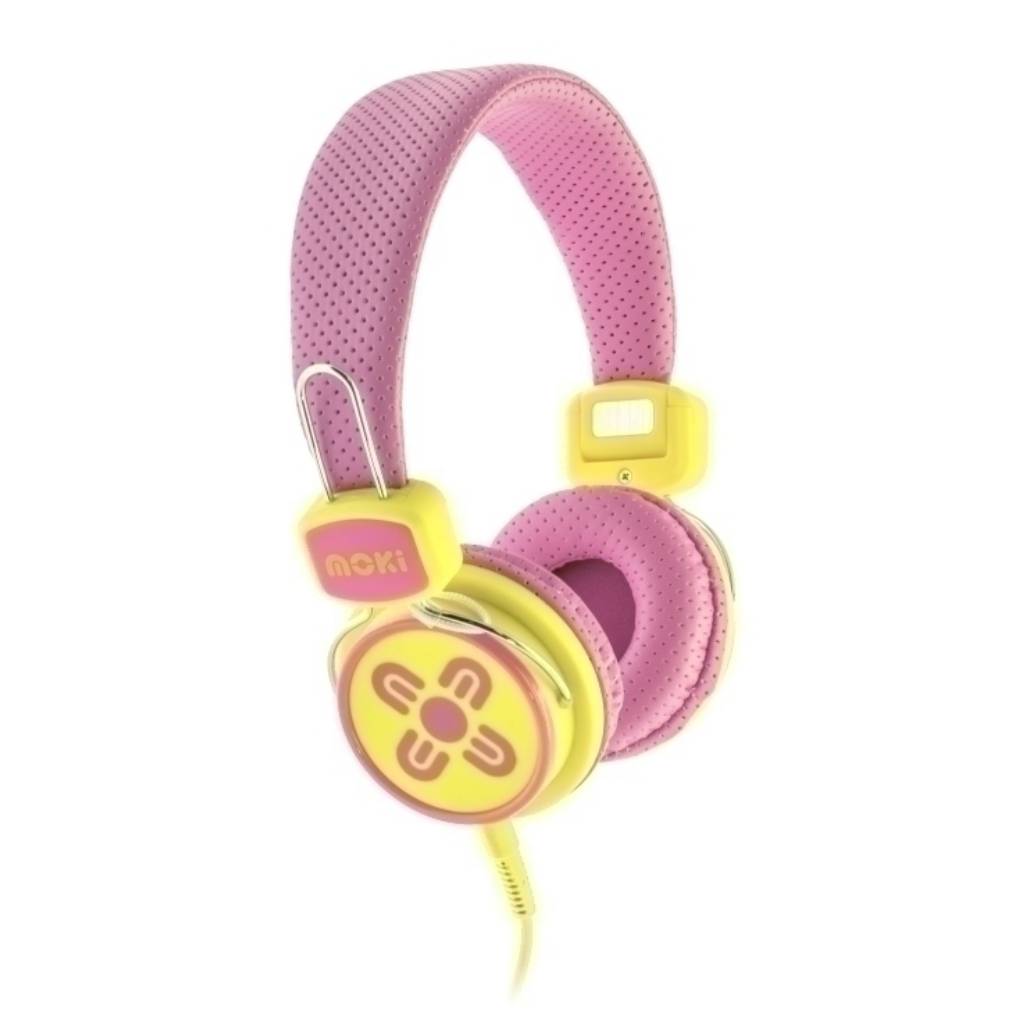 Moki MHPKSPY Pink/Yellow Kids Safe Headphone