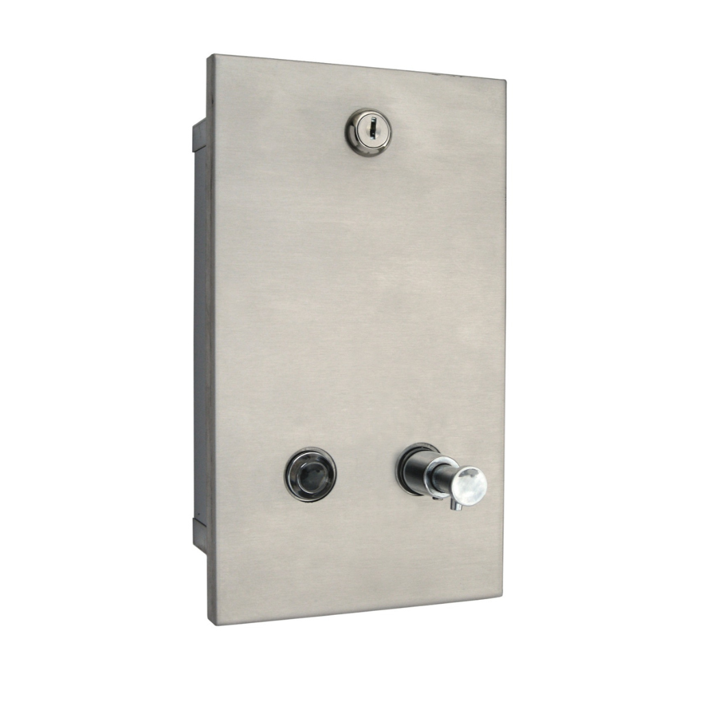 Metlam ML641AS Satin Stainless Steel Recessed Vertical Soap Dispenser