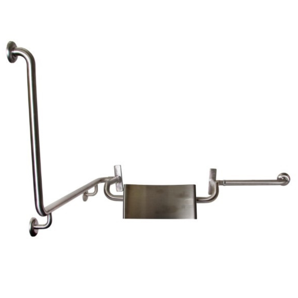 Metlam MLR120RH_VPSET Stainless Steel 90° Grab Rail & Vandal Proof Backrest Set RH