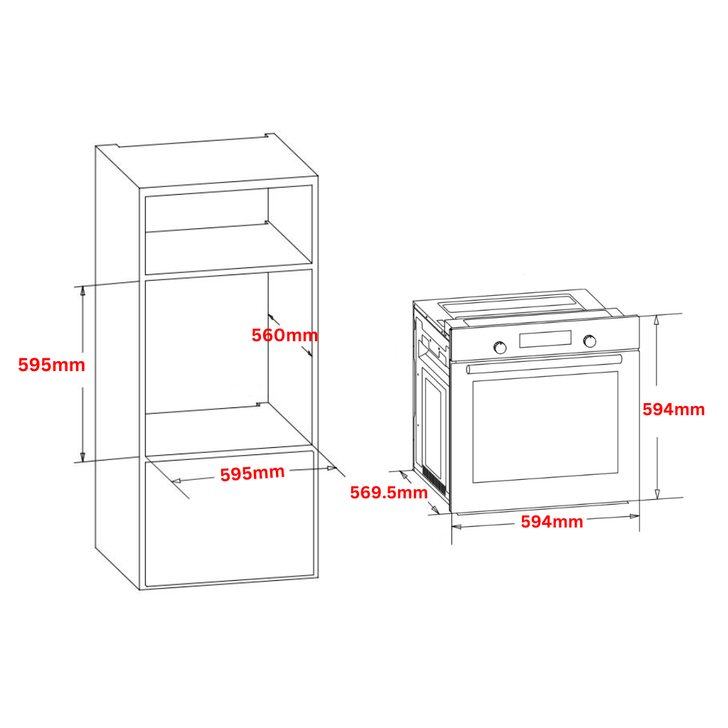Omega OBOS605MR Dimension Image - The Appliance Guys