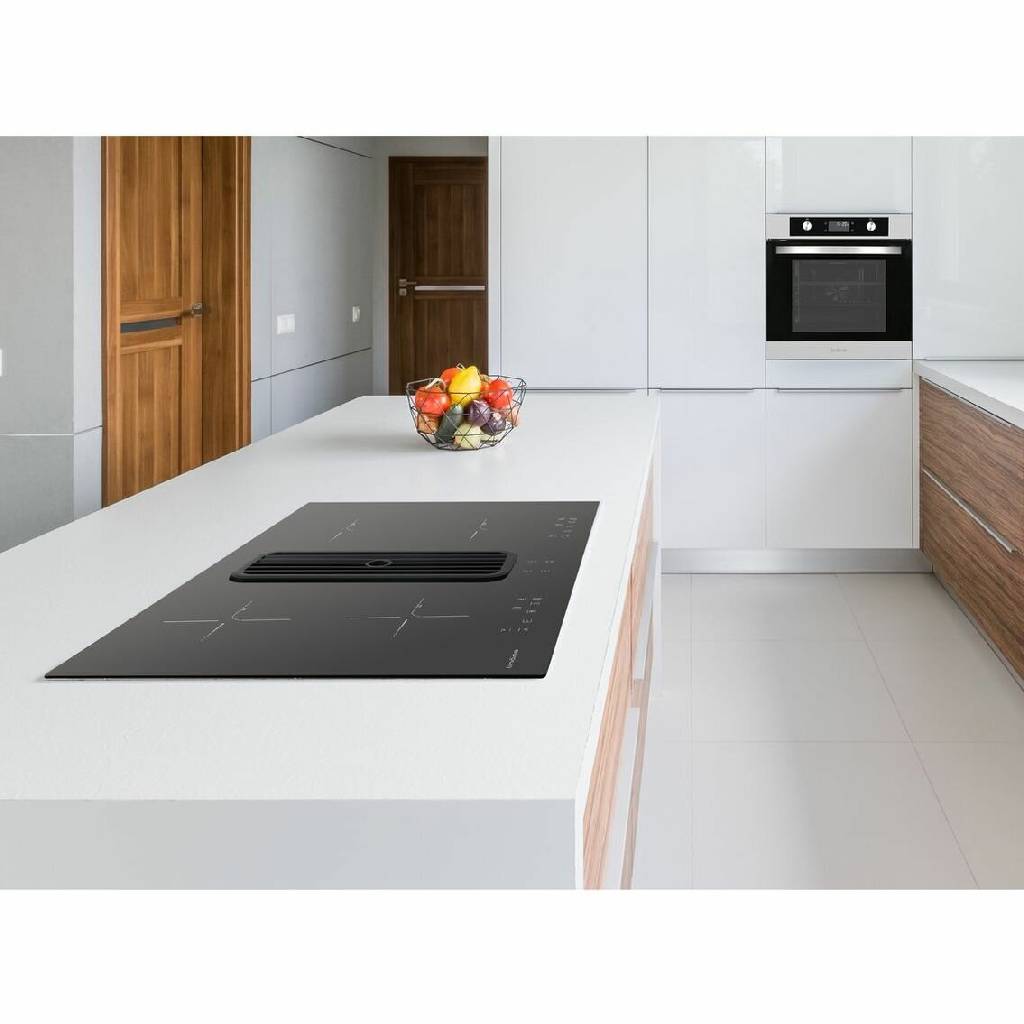 Linarie Lyon RF90I4FHOOD 80cm Black Induction Cooktop with Integrated Ventilation System