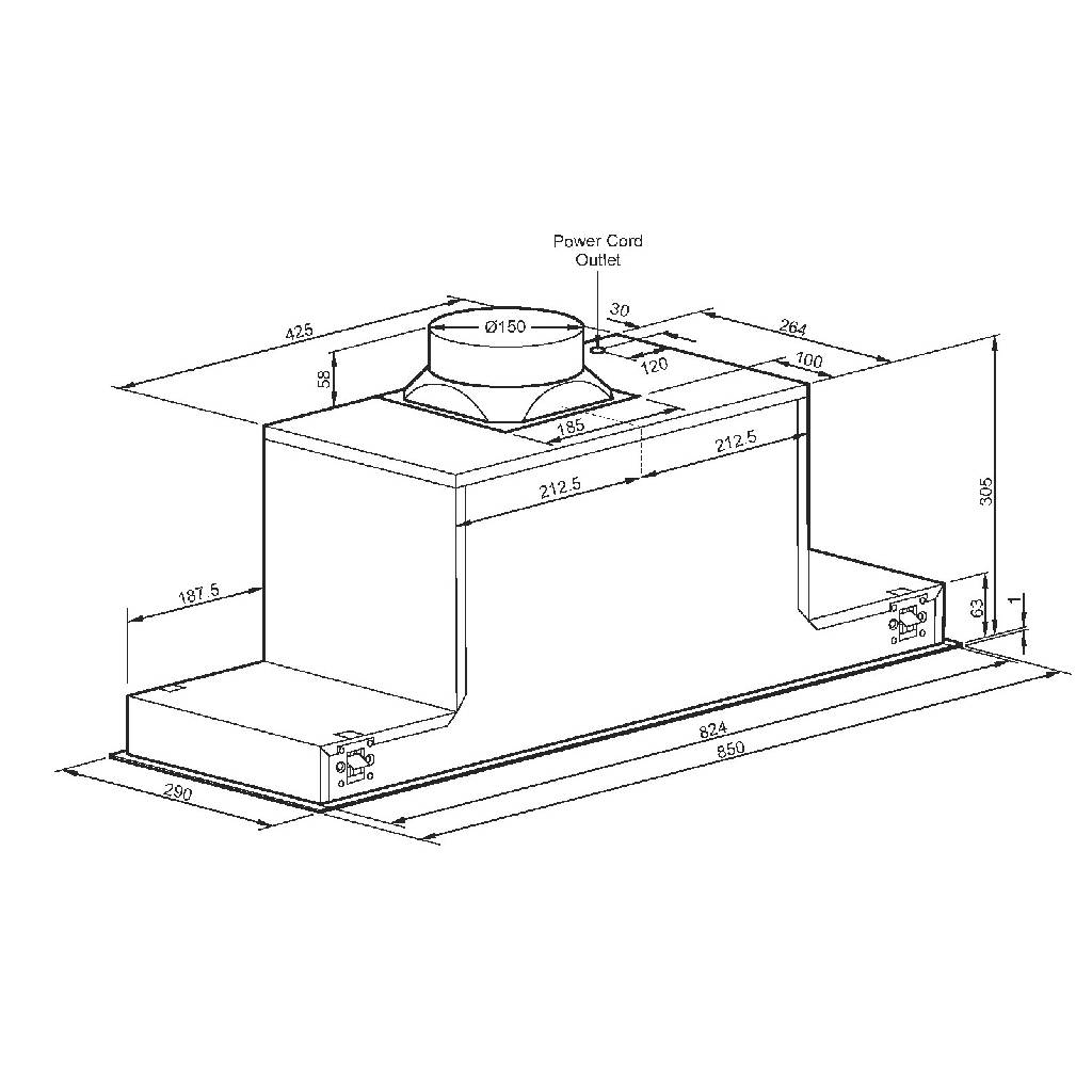 Euromaid UCB85S 85cm Undermount Rangehood