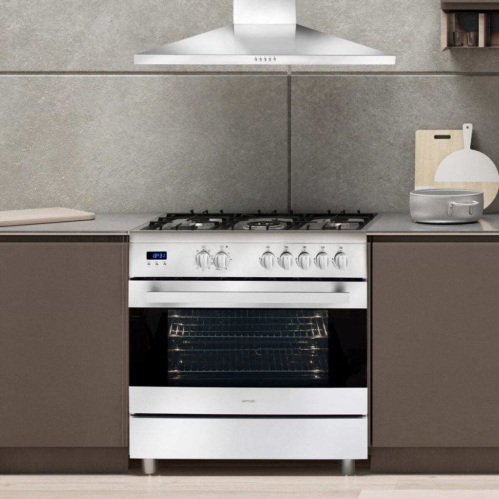 Artusi CAFG91X 90cm Stainless Steel Dual Fuel Freestanding Stove - The Appliance Guys