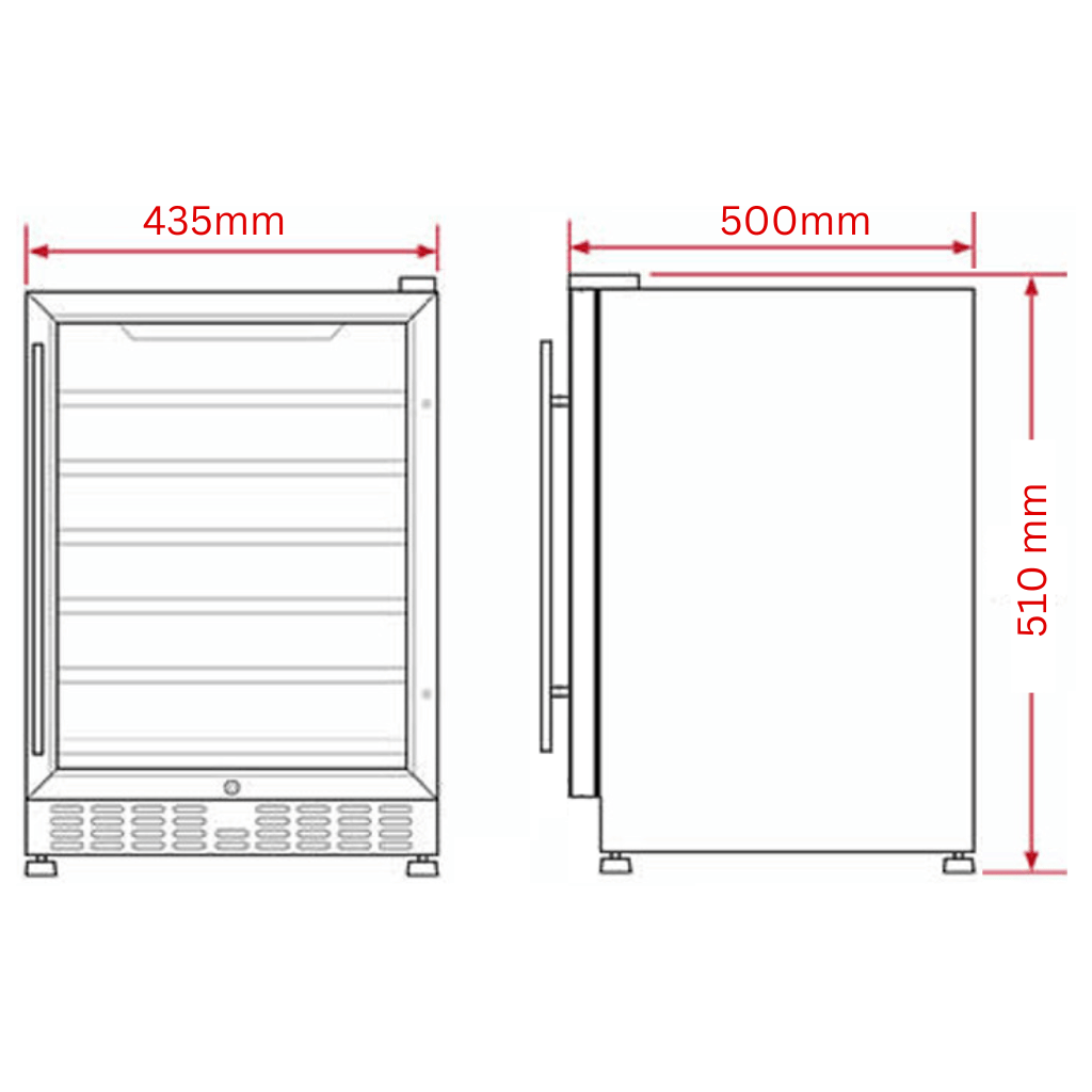 Schmick HUS-SC50AB 50L Black Glass Door Mini Bar Fridge