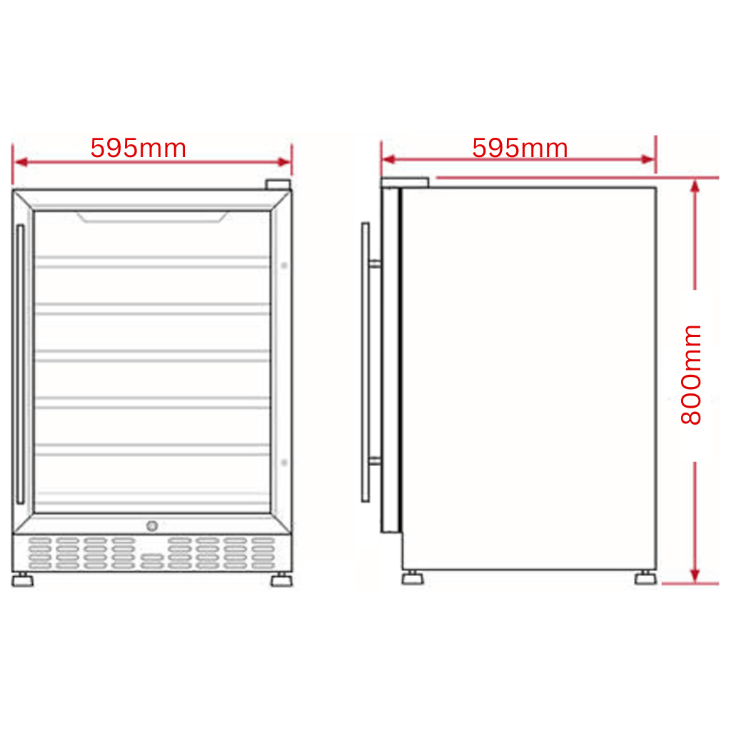 Schmick JC132B-B-SD 132L Black Under Bench Solid Door Bar Fridge
