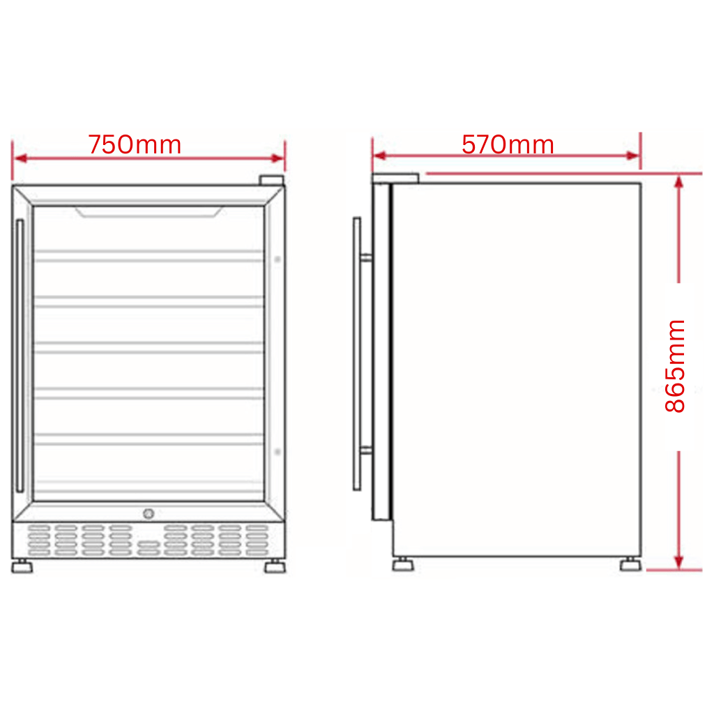 Schmick JC165 165L Stainless Steel Dual Zone Beer And Wine Under Bench Bar Fridge