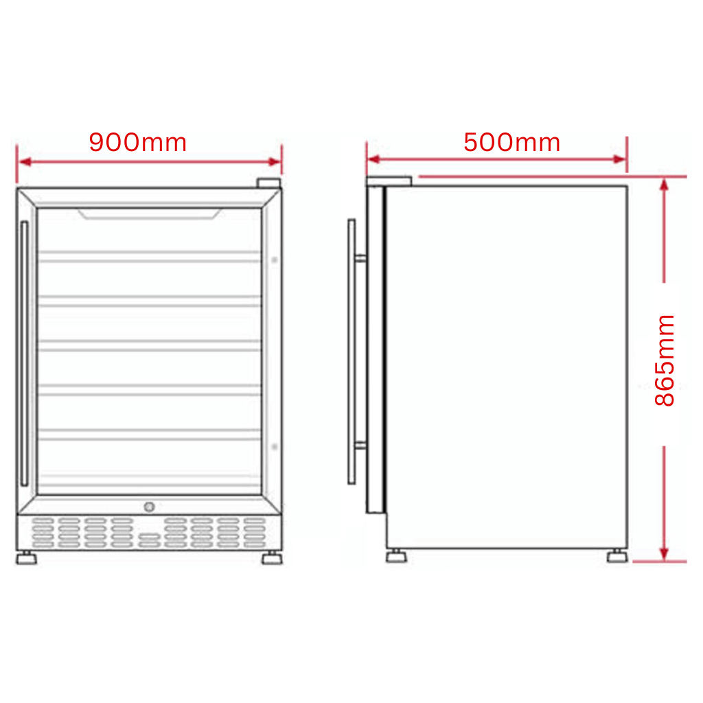 Rhino GSP2H-SS 210L Stainless Steel Alfresco Glass Twin Door Bar Fridge