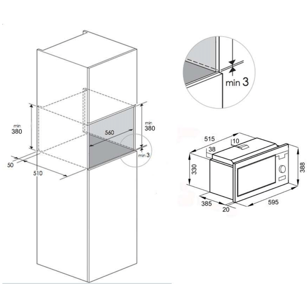 Kleenmaid MWG4512K dimensions
