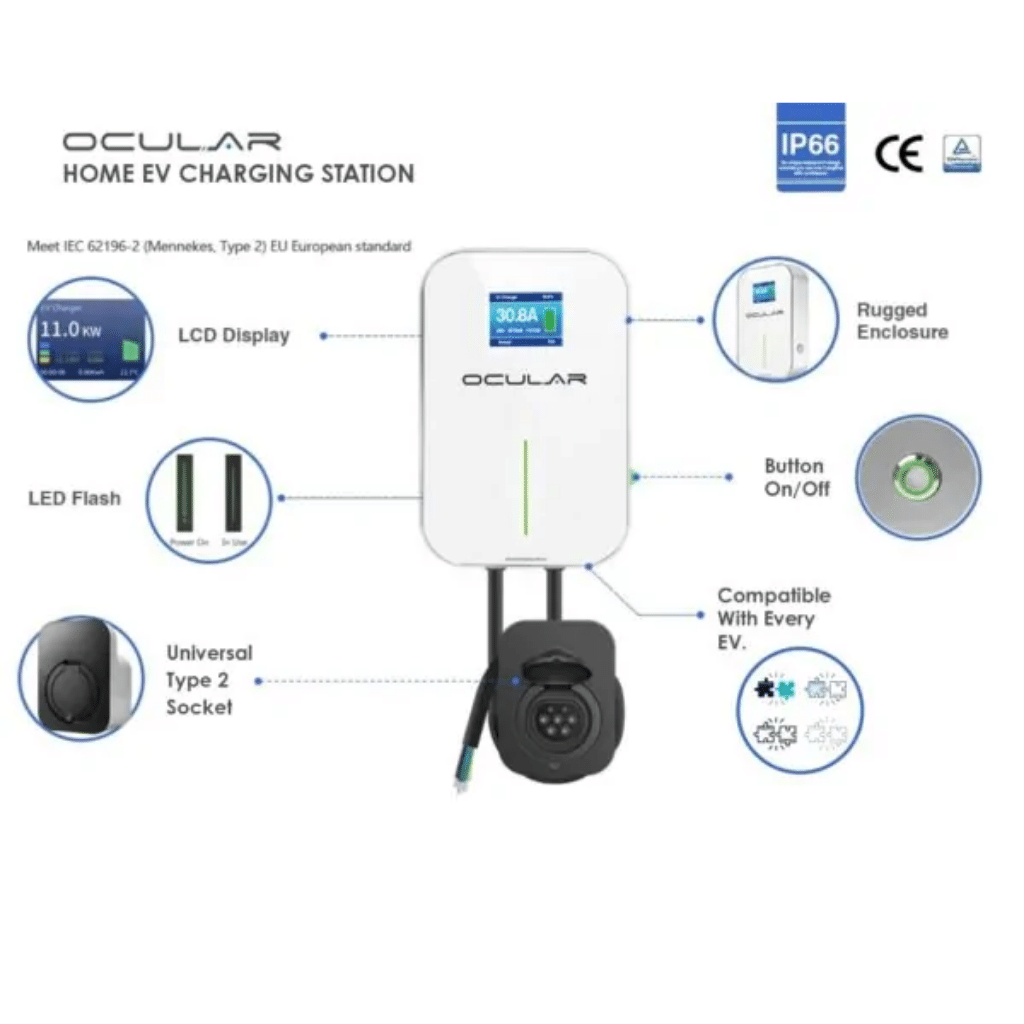 Ocular OC20-BA-22KW LTE Three Phase Universal Charging Station features