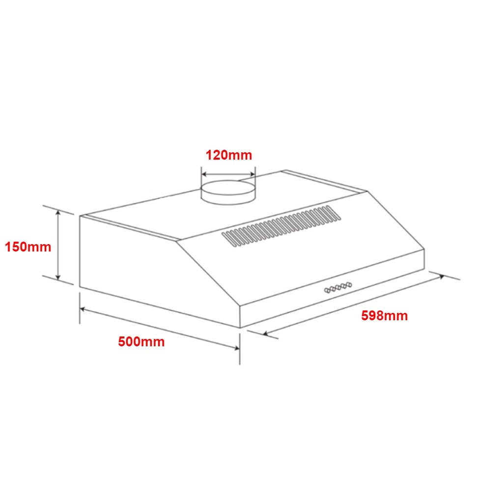 Omega ORF60XL 60cm Stainless Steel Fixed Rangehood - The Appliance Guys