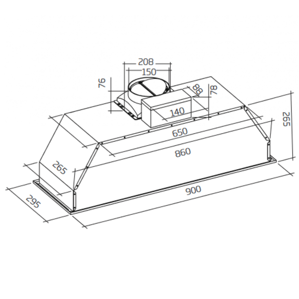 Schweigen NAUM-9 90cm Undermount Rangehood (Non-Silent) Dimensions