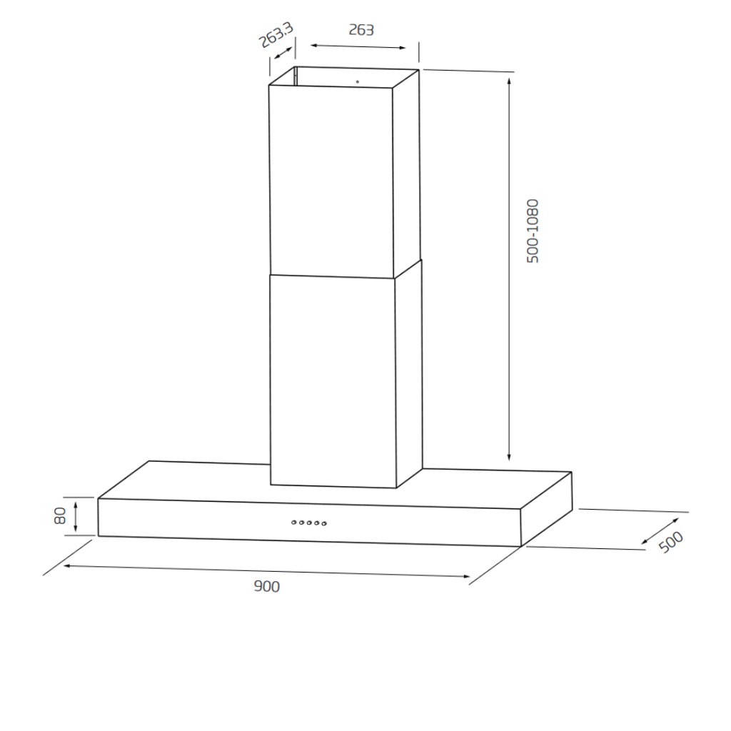 Schweigen TSH-900 90cm Wallmount Rangehood Dimensions