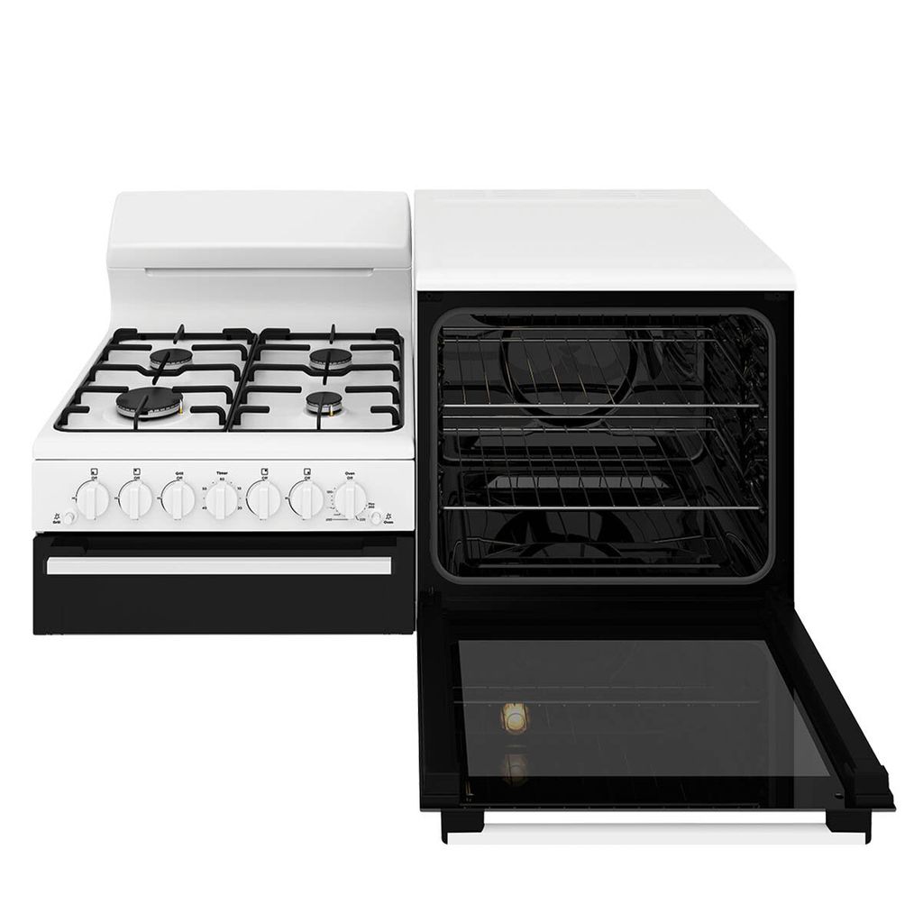 Westinghouse WDG110WCNG-R 110cm White Elevated Gas Freestanding Stove - Right Hand Oven - The Appliance Guys