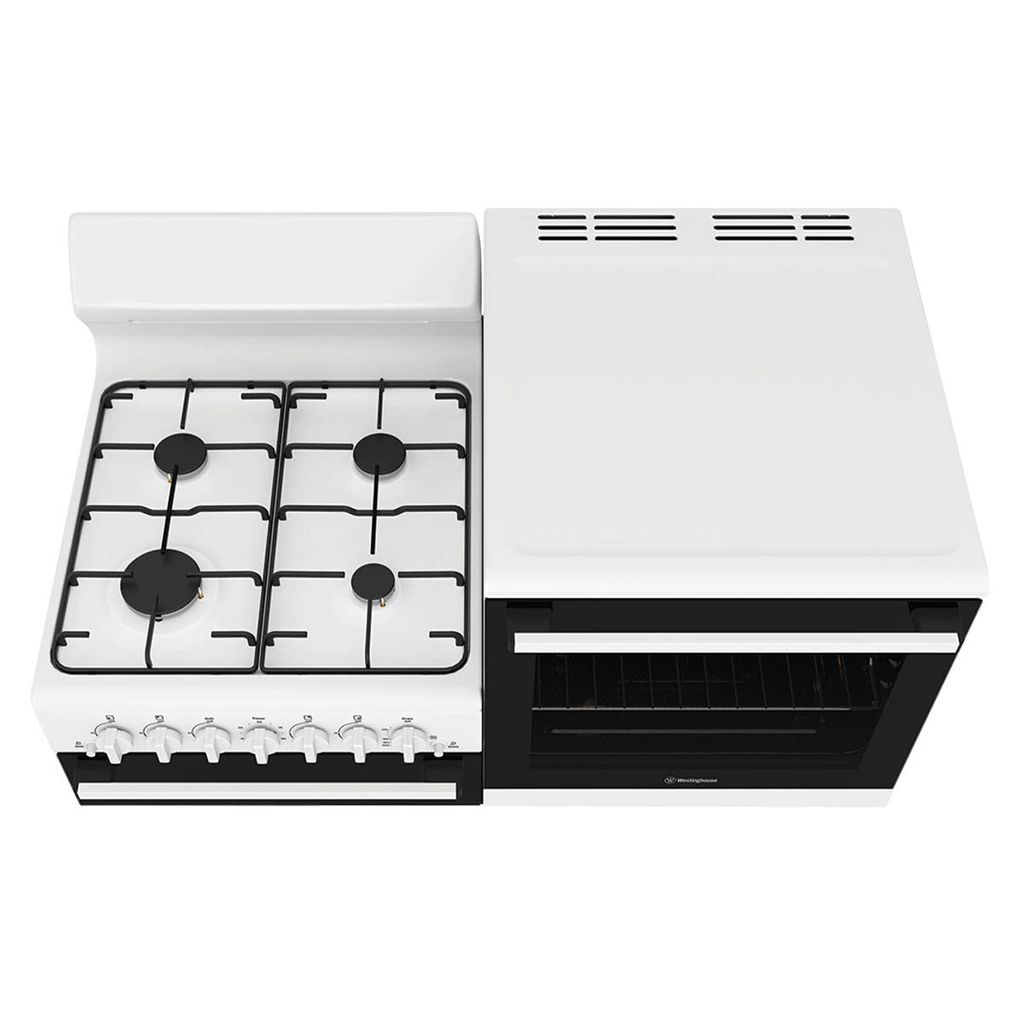 Westinghouse WDG110WCNG-R 110cm White Elevated Gas Freestanding Stove - Right Hand Oven - The Appliance Guys
