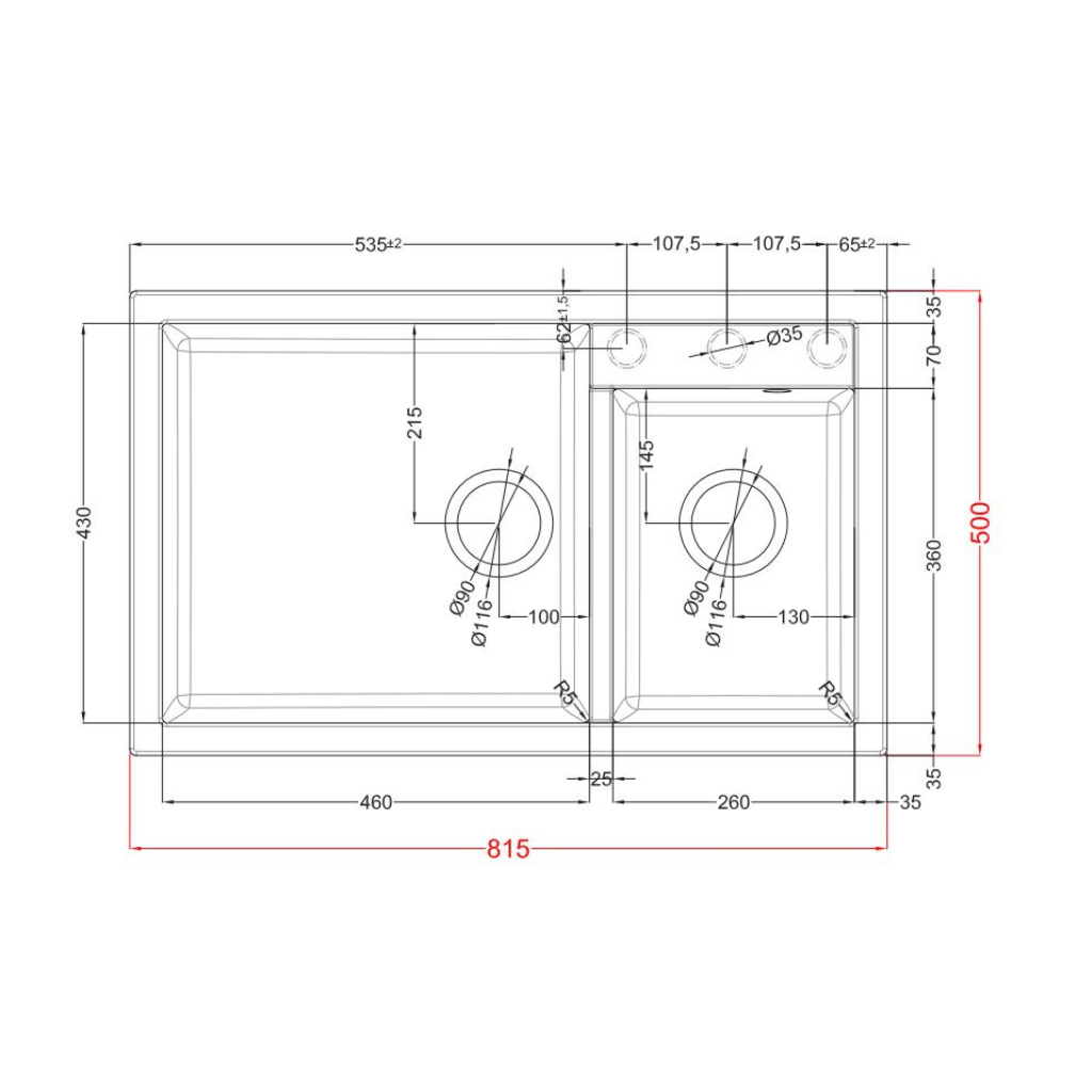 Artusi AGS812B Dimension Image - The Appliance Guys