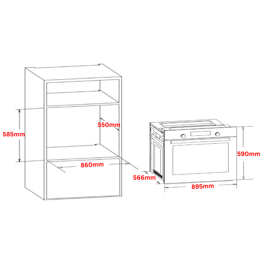 Artusi AO960B Dimension Image - The Appliance Guys