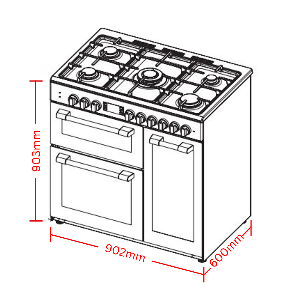 Beko BRC916GMAN Dimension Image - The Appliance Guys