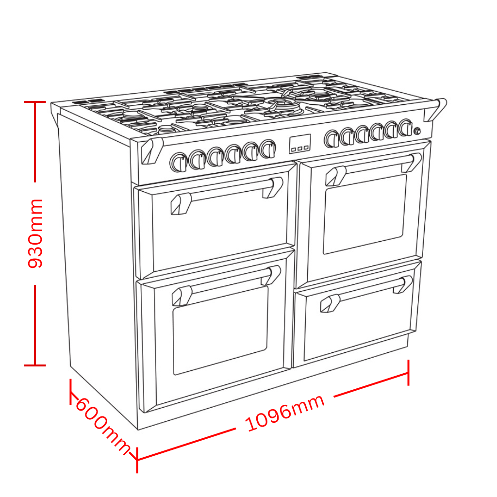 Belling BCC1100GTGSS Dimension Image - The Appliance Guys