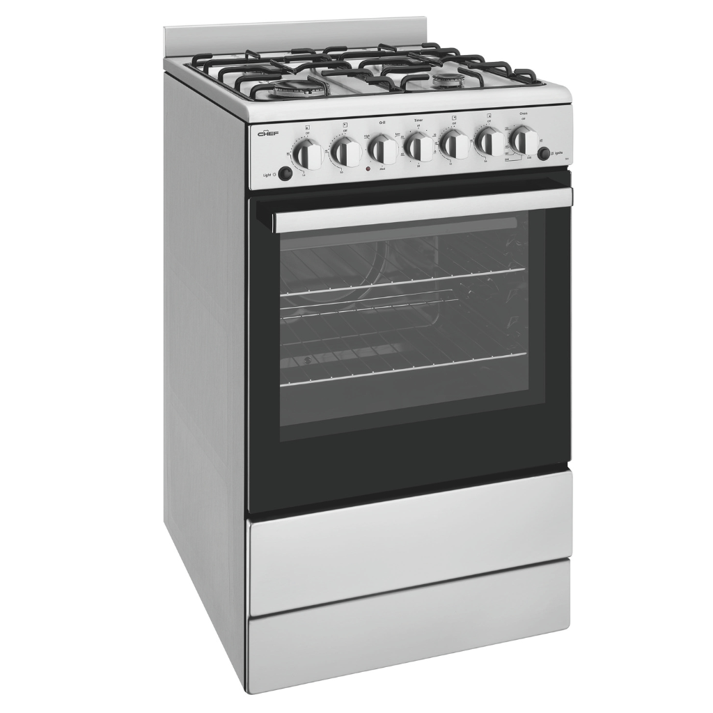 Chef CFG504SCH 54cm Stainless Steel Freestanding Gas Cooker