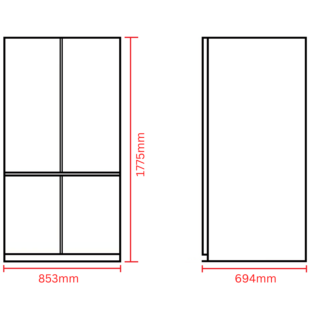 Chiq CCD500NS 503L Silver Cross Door Fridge