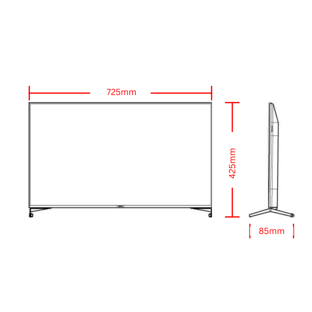 Chiq L32G7PG 32inch Android TV  Dimension Image - The Appliance Guys