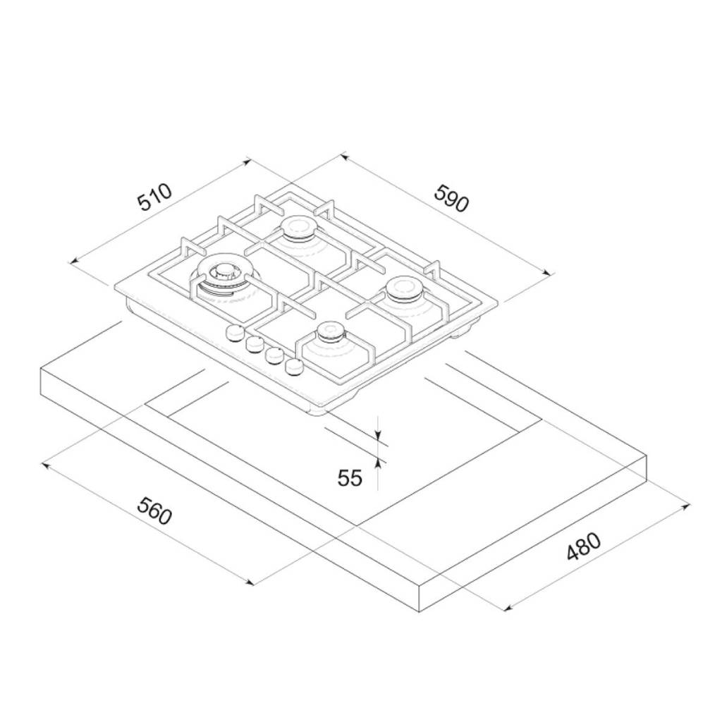Euro Appliances E60CTWX 60cm Natural Gas Cooktop The Appliance Guys
