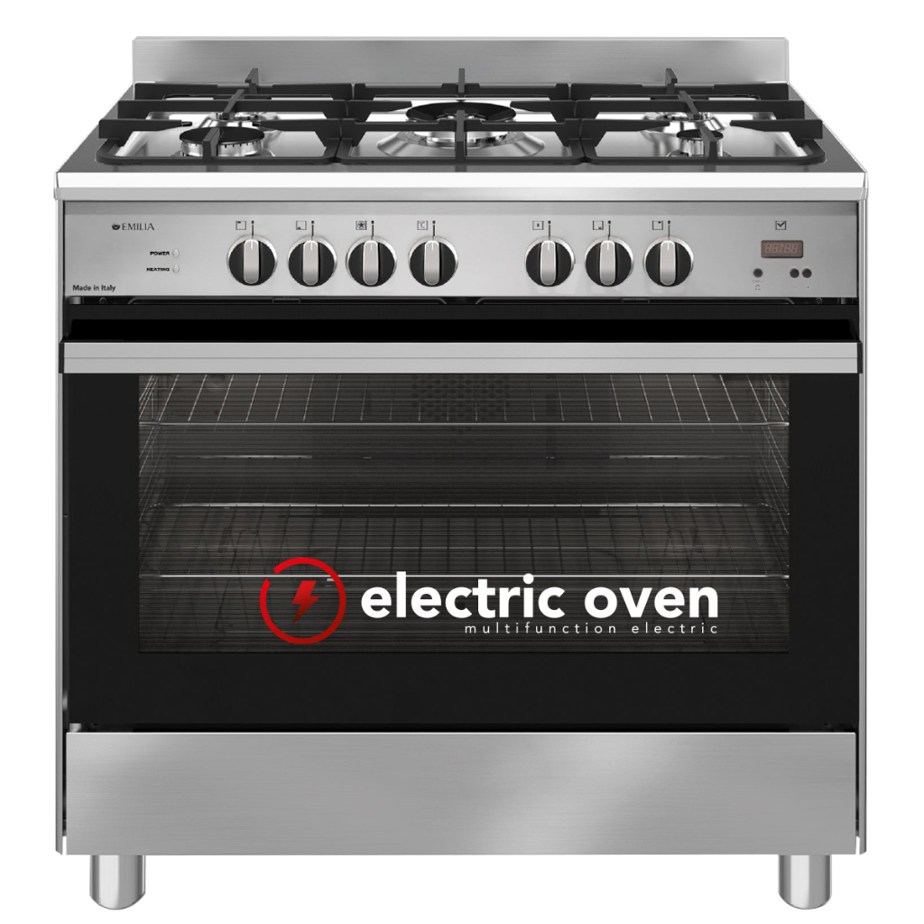 Emilia EM965GE 90cm Stainless Steel Dual Fuel Cooker with Electric Oven