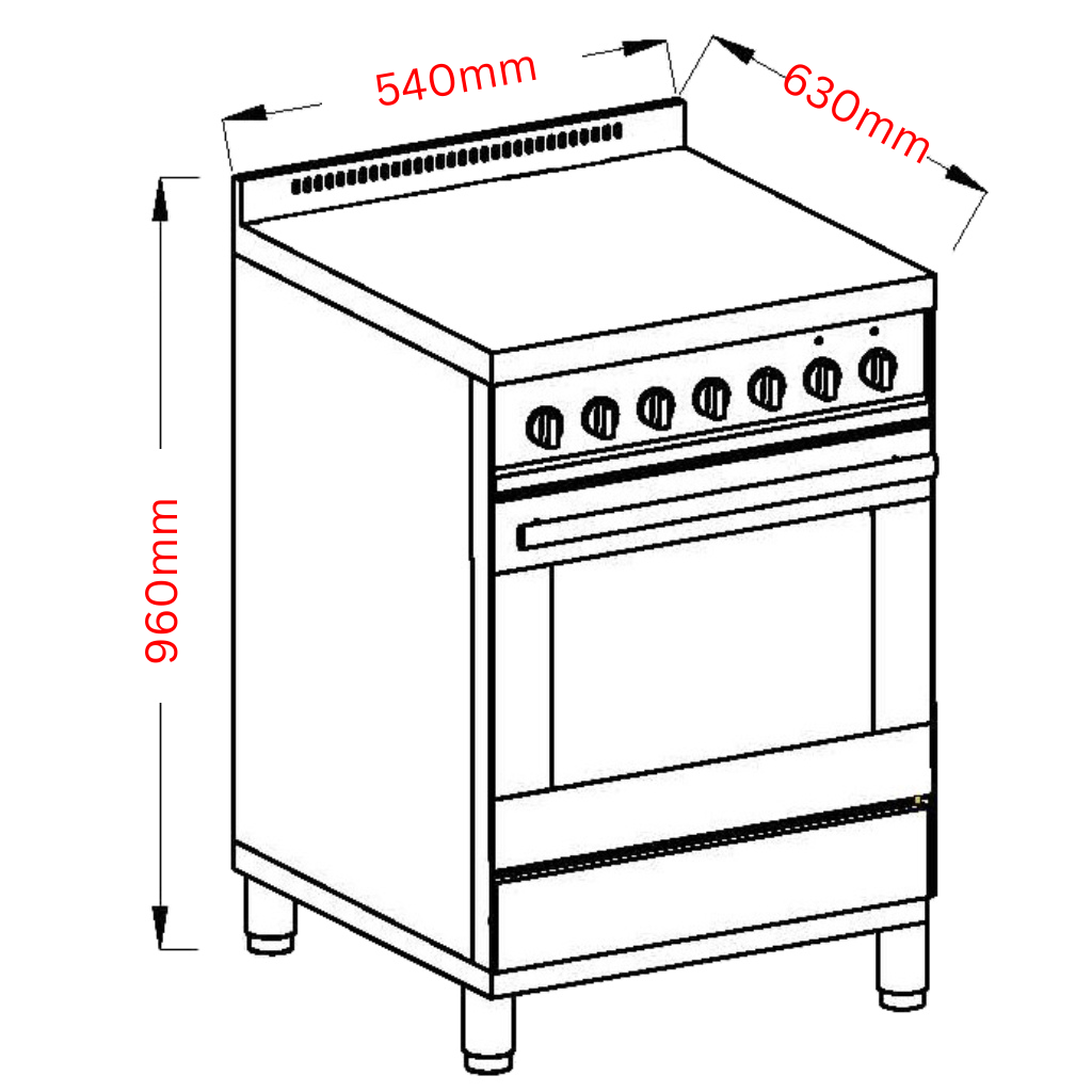 Euromaid EFS54FC-DGW Dimension Image - The Appliance Guys