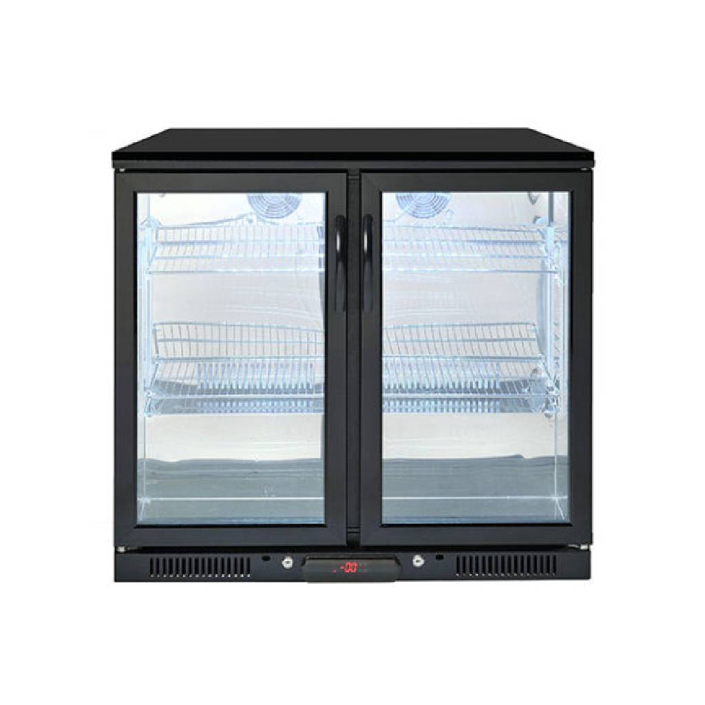 Crossray FRIDGE-DBBLK Black 208L Double Fridge