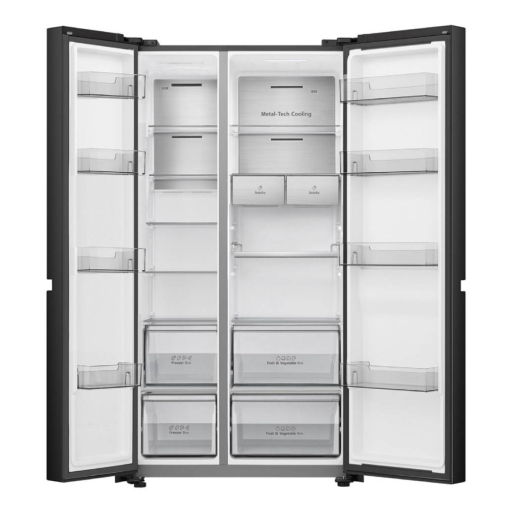 Hisense HRSBS652B 652L Black Brushed Steel Side by Side Fridge