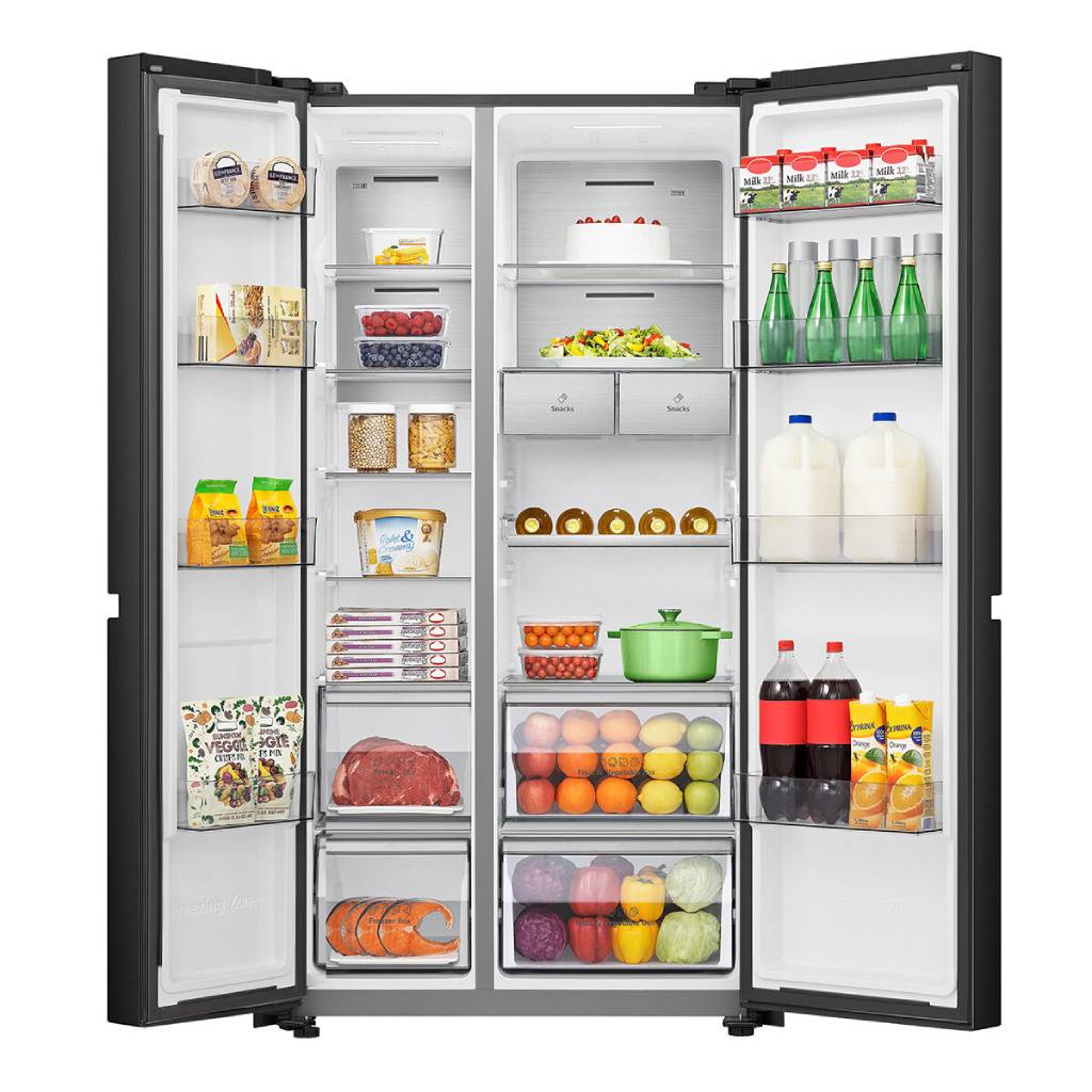 Hisense HRSBS652B 652L Black Brushed Steel Side by Side Fridge